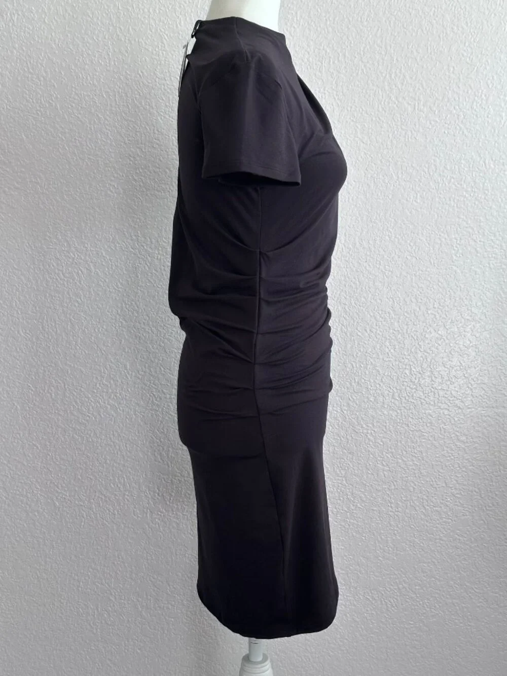 Divided by H&M Black Ruched Mini Dress | Asymmetrical Draped Neck | Size M | NWT - Picture 4 of 9
